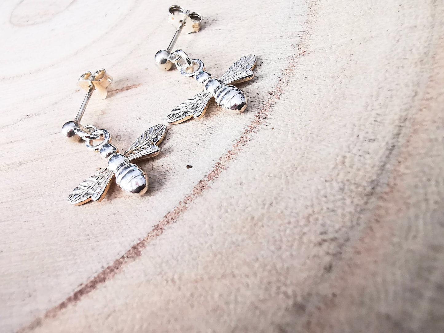 Sterling Silver Bee Stud Earrings