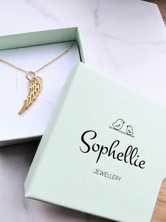 Gold Angel Wing Pendant Necklace - SKU 608 - Sophellie Jewellery