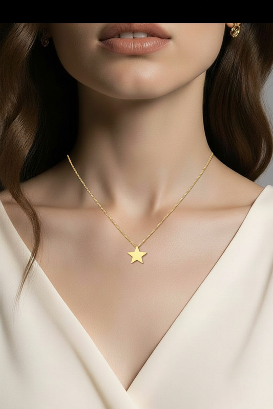 Gold One Star Pendant Necklace