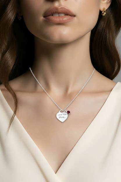 Love you more Pendant Necklace with gemstone
