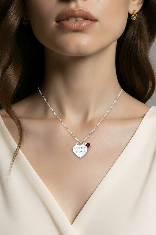 Love you more Pendant Necklace with gemstone