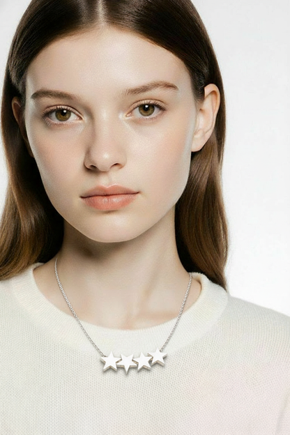 Sterling Silver Four Star Pendant Necklace