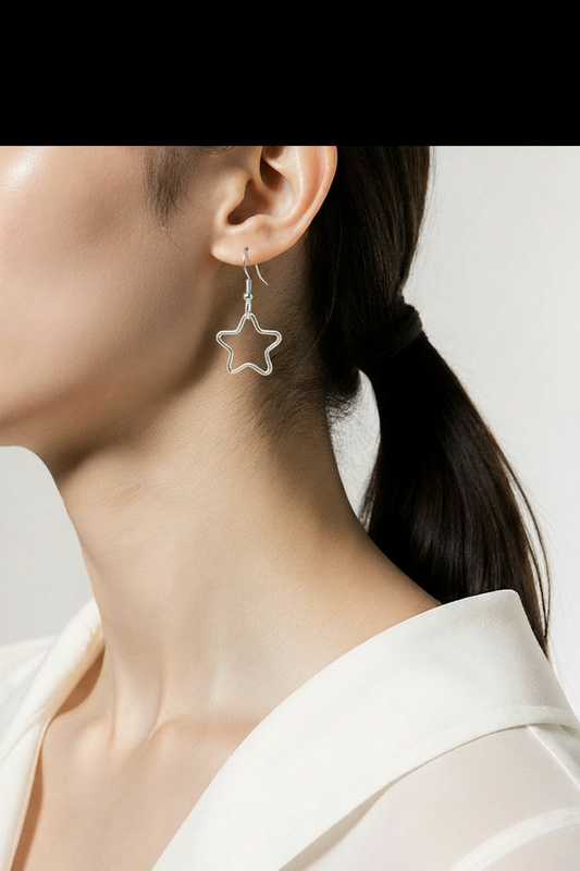 Sterling Silver Moon and Star Dangle Earrings