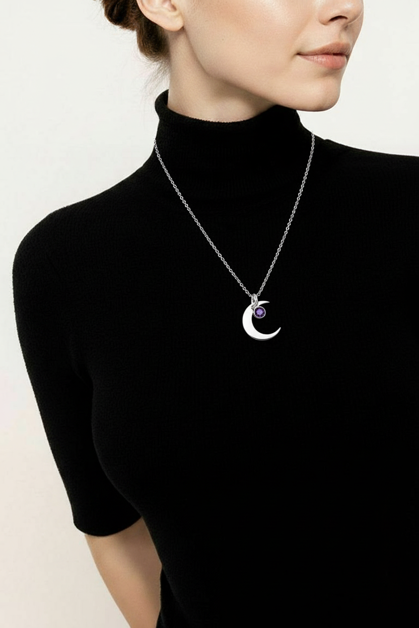 Sterling Silver Crescent Moon Necklace