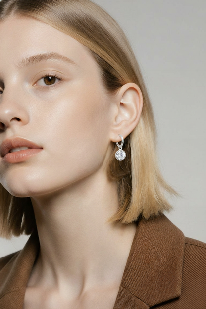 Sterling Silver Moonstone Hoop Earrings