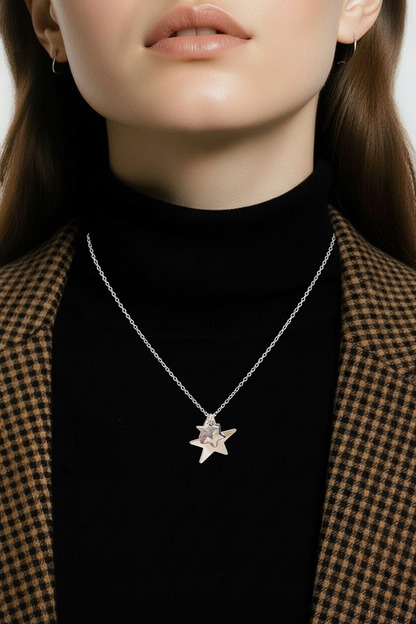 Sterling Silver Star Cluster Charm Necklace