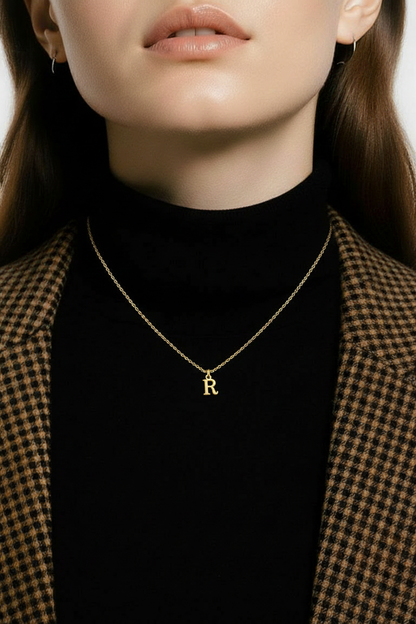 Gold Initial R Pendant Necklace