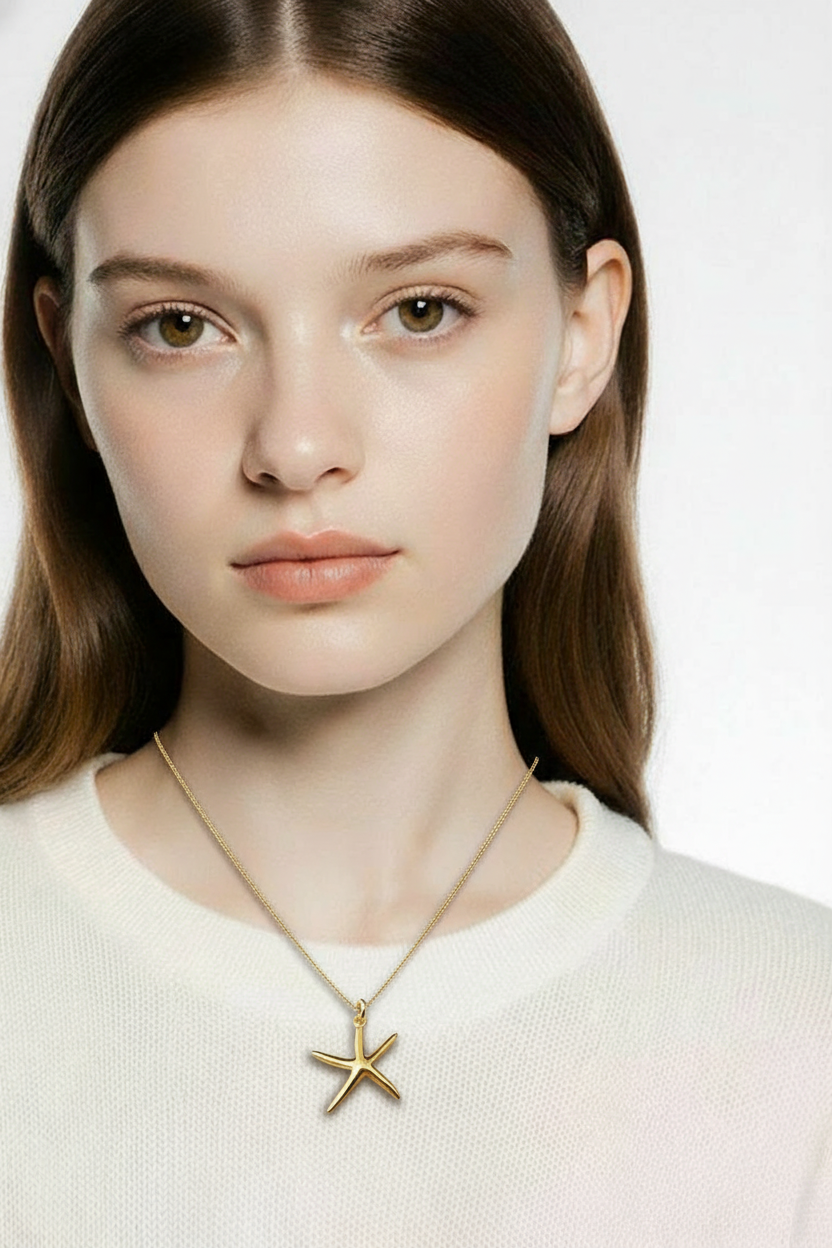 Gold Starfish Pendant Necklace