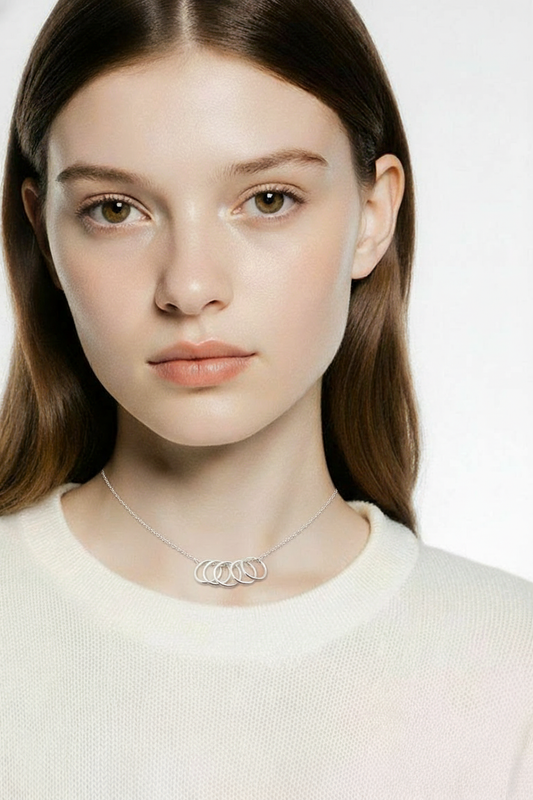 Sterling Silver Five Ring Story Necklace