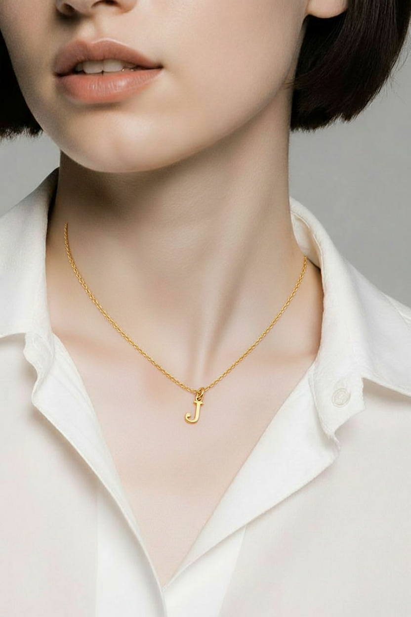 Gold Initial J Pendant Necklace