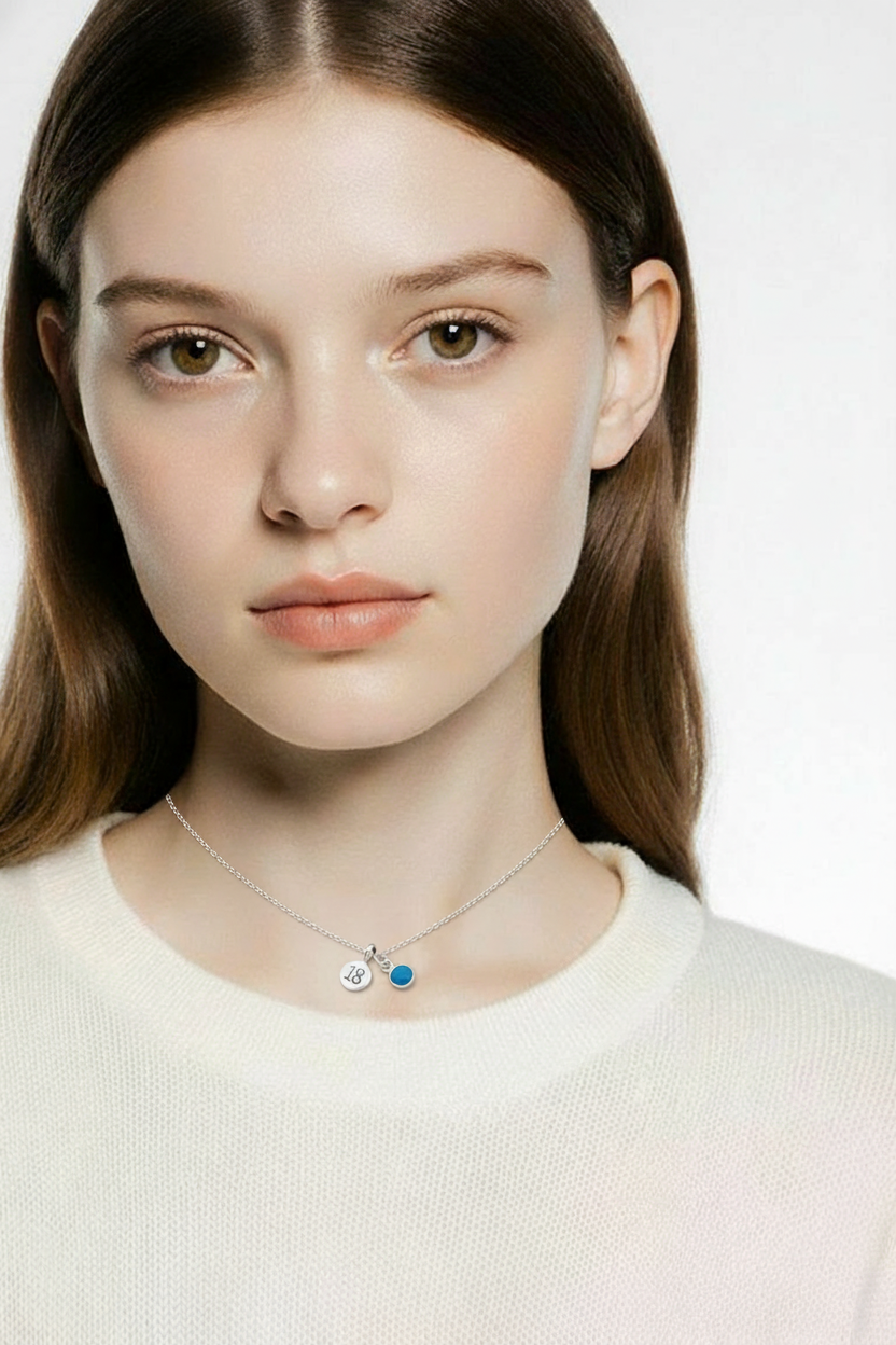 Sterling Silver 18th and Gemstone Pendant Necklace