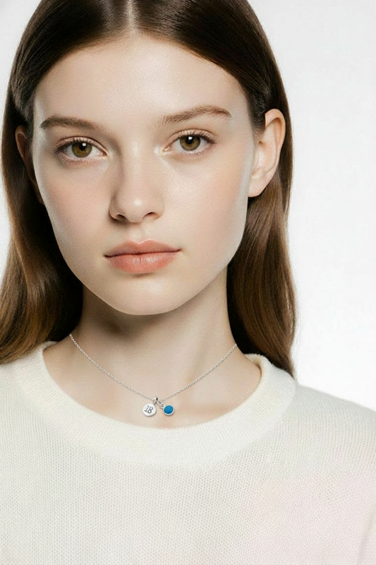 Sterling Silver 18th and Gemstone Pendant Necklace