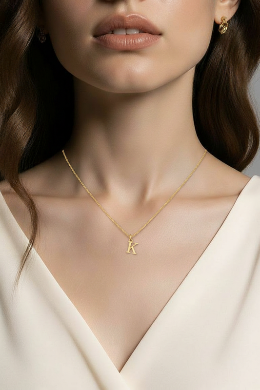 Gold Initial K Pendant Necklace