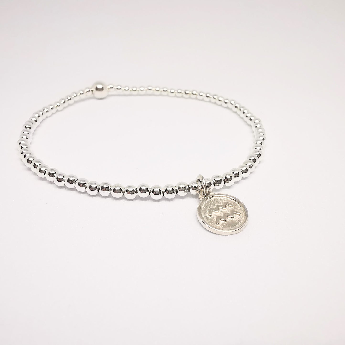 AQUARIUS Silver Beaded Bracelet