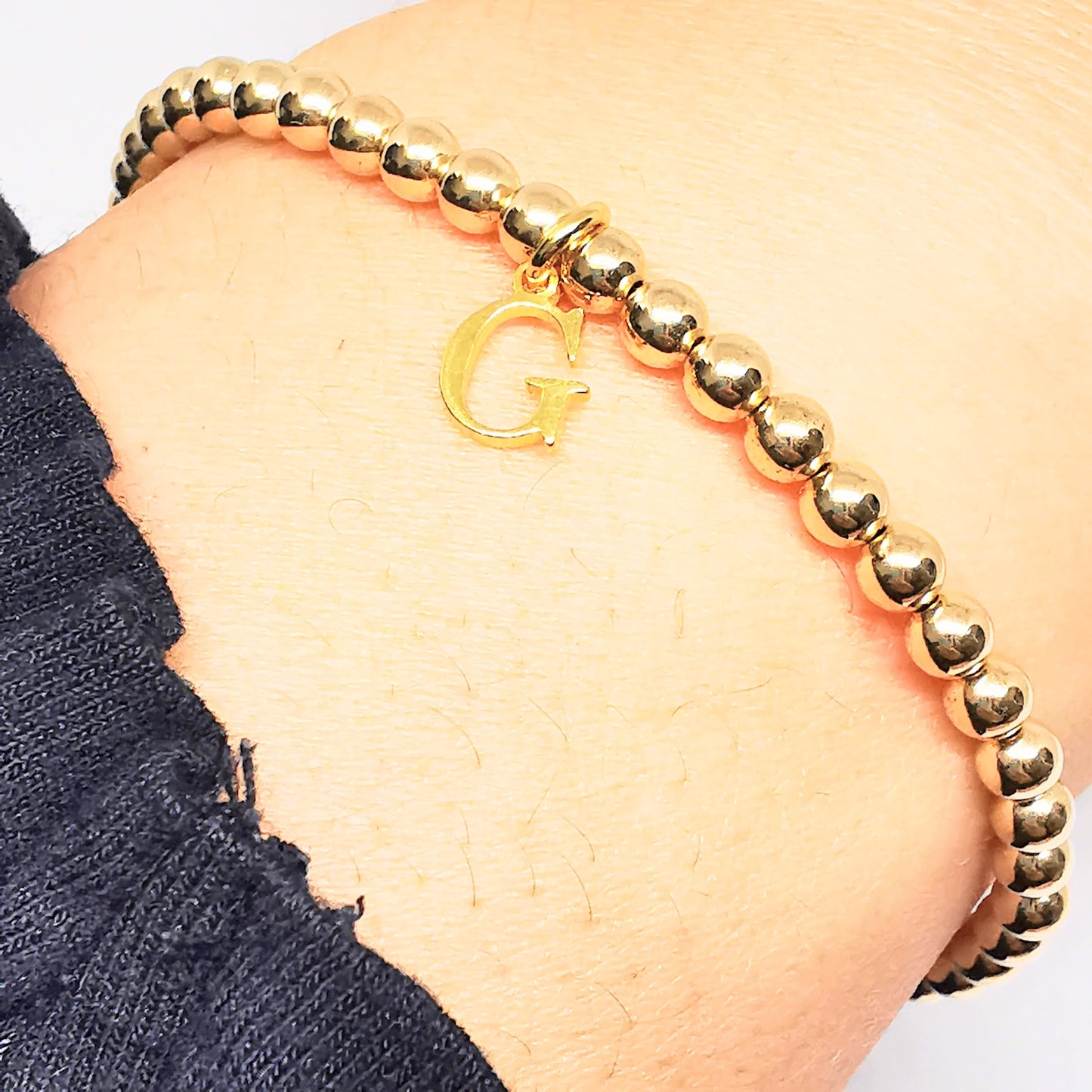 Gold Initial Bead Bracelet