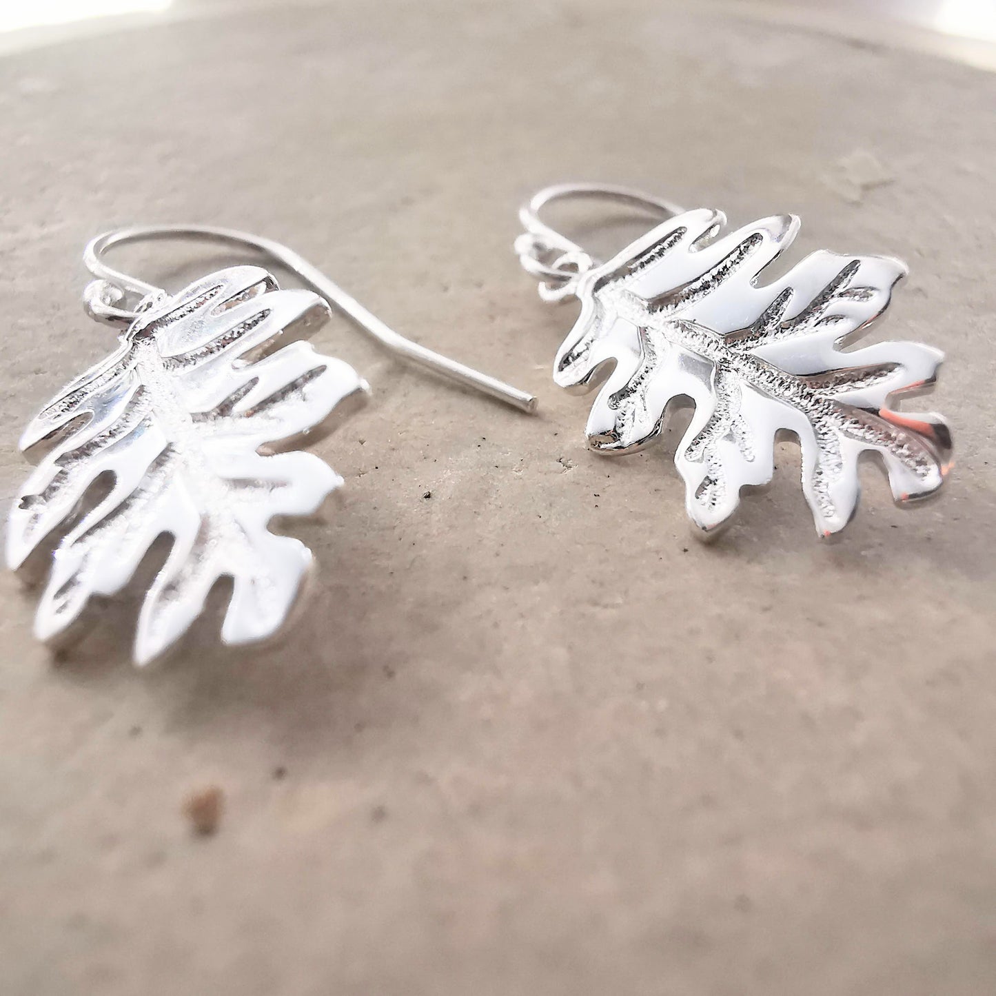 Sterling Silver Acorn Leaf Ear Wire Earrings