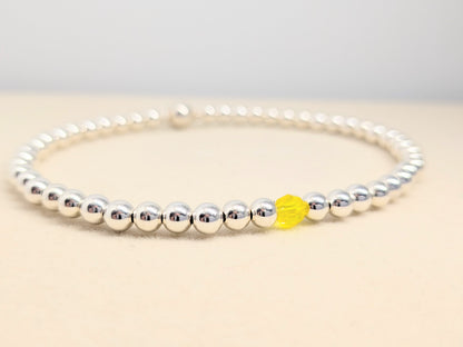 BRIA Citrine Crystal Silver Bracelet