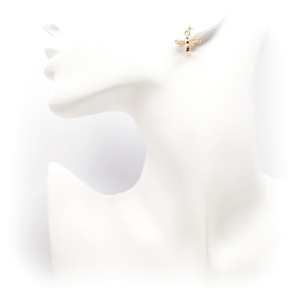 Bee Earrings Rose Gold Drop Studs - SKU 633 - Sophellie Jewellery