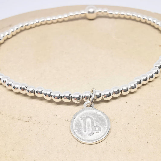 CAPRICORN Silver Beaded Bracelet