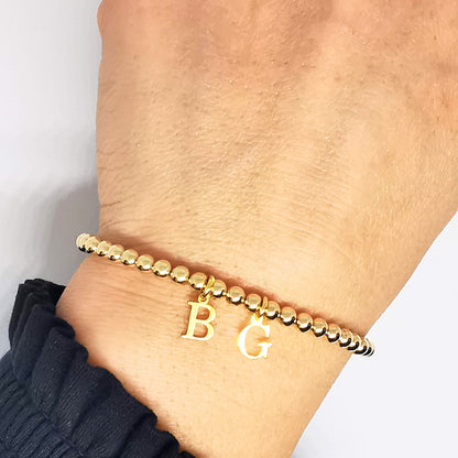 ESTHER Gold Two Initial Bead Bracelet