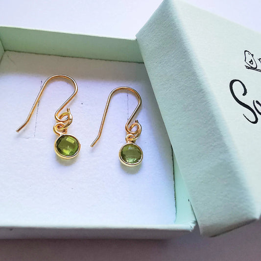 Gold Peridot Hook Earrings