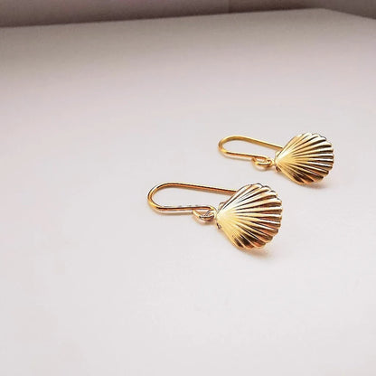 Gold Shell Drop Earrings