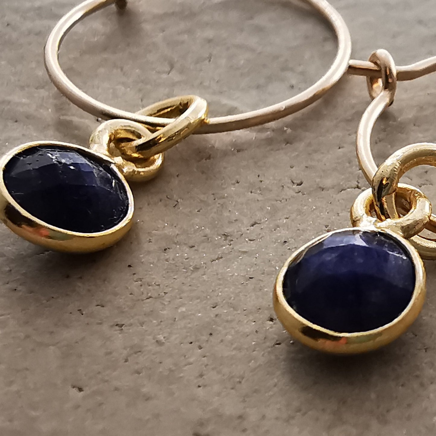 Gold Sapphire Hoop Earrings