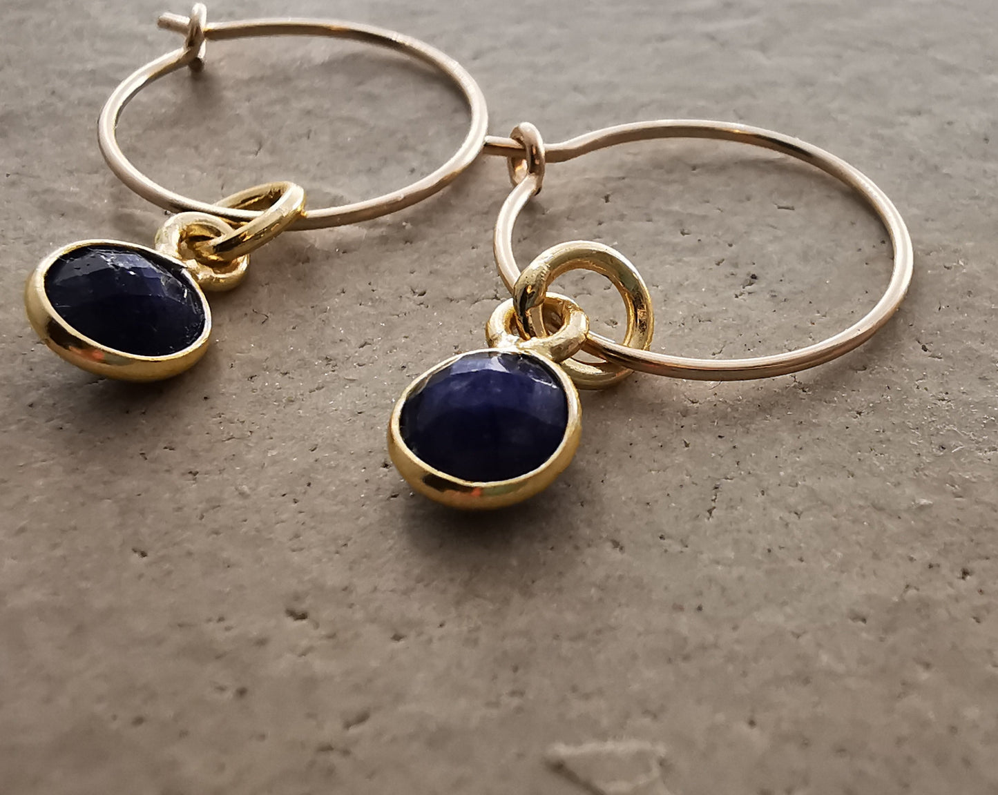 Gold Sapphire Hoop Earrings