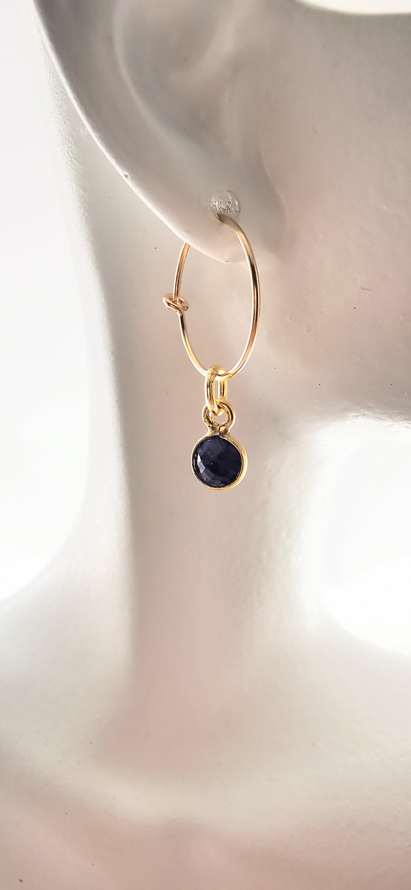 Gold Sapphire Hoop Earrings