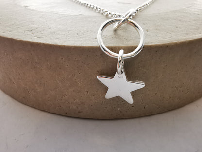 Sterling Silver Hoop and Star Pendant Necklace