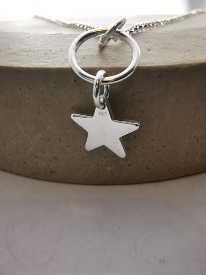 Sterling Silver Hoop and Star Pendant Necklace