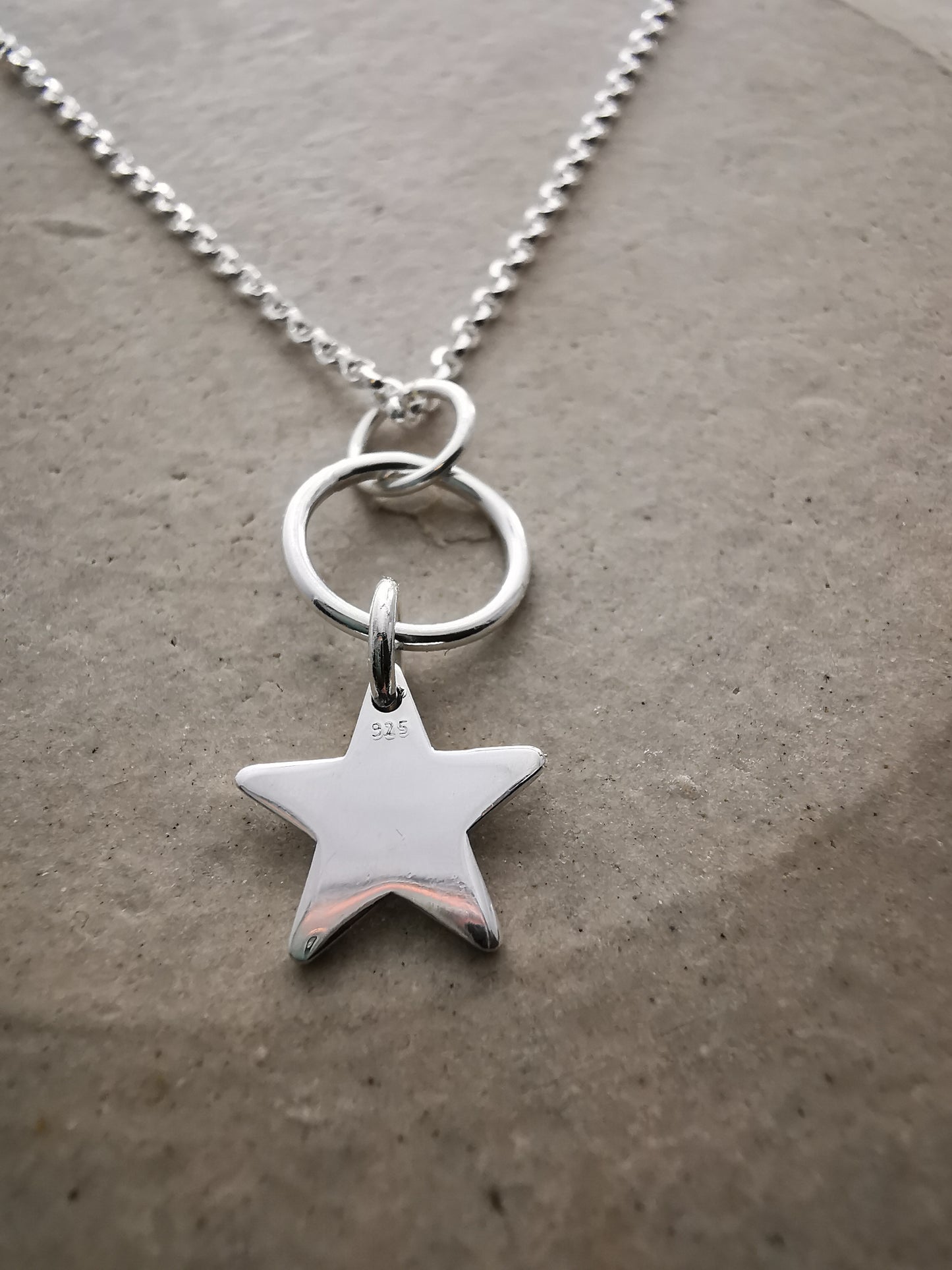 Sterling Silver Hoop and Star Pendant Necklace