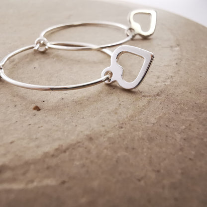 Sterling Silver Heart Hoop Earrings