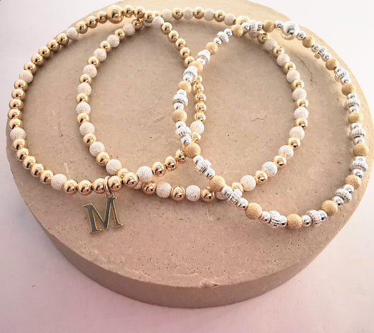 ISLA - Sterling Silver and Gold Bead Trio Bracelet Set