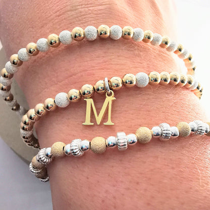 ISLA - Sterling Silver and Gold Bead Trio Bracelet Set