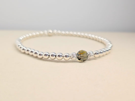 BRIA Smoky Crystal Silver Bracelet