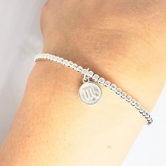 SCORPIO Silver Beaded Bracelet