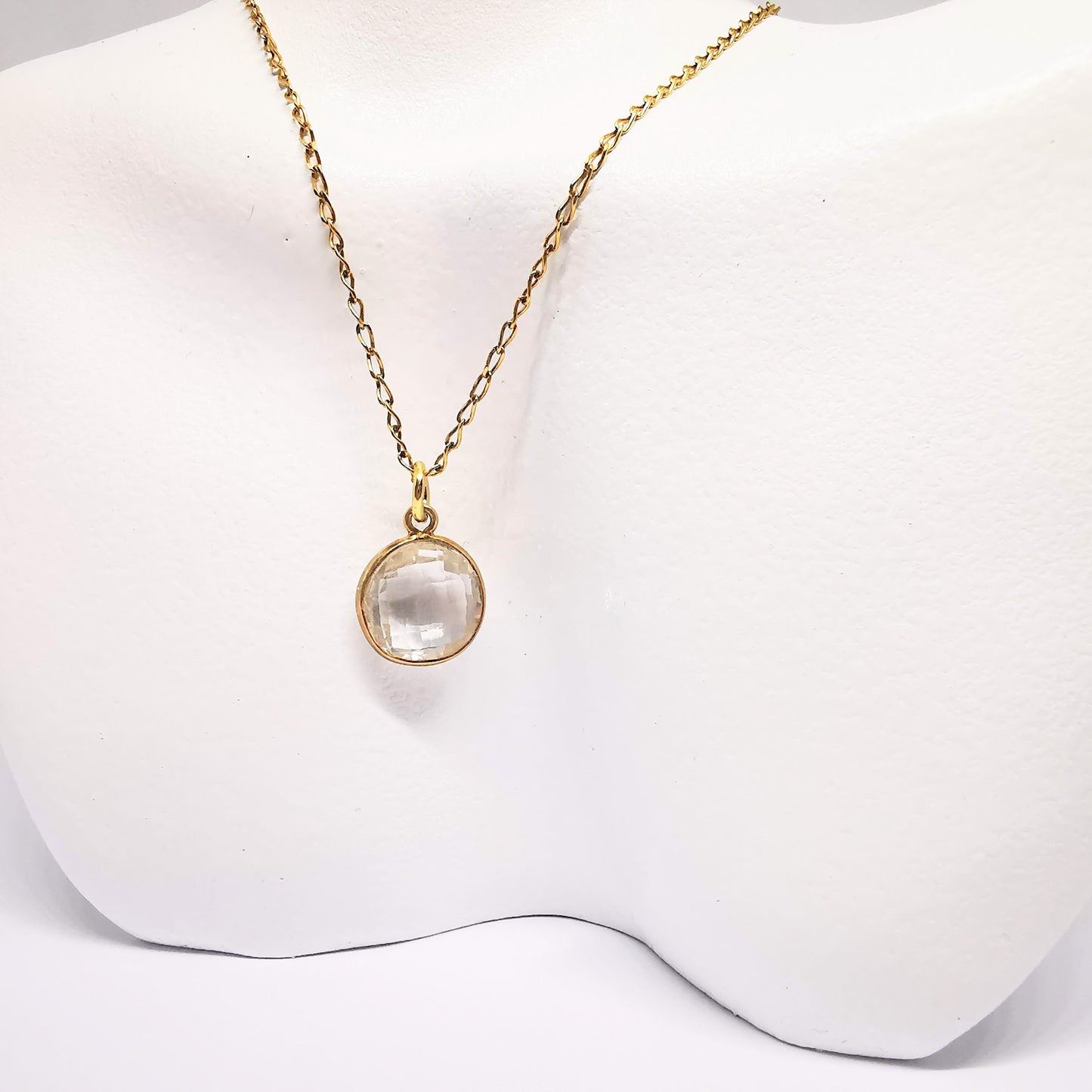 Gold Crystal Quartz Pendant Necklace