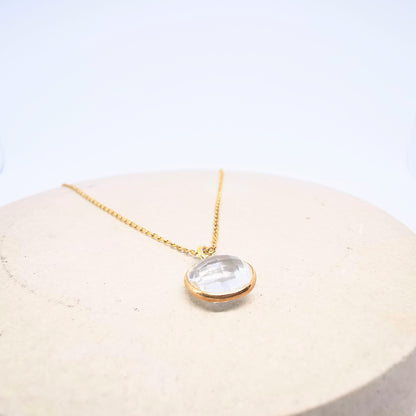 Gold Crystal Quartz Pendant Necklace