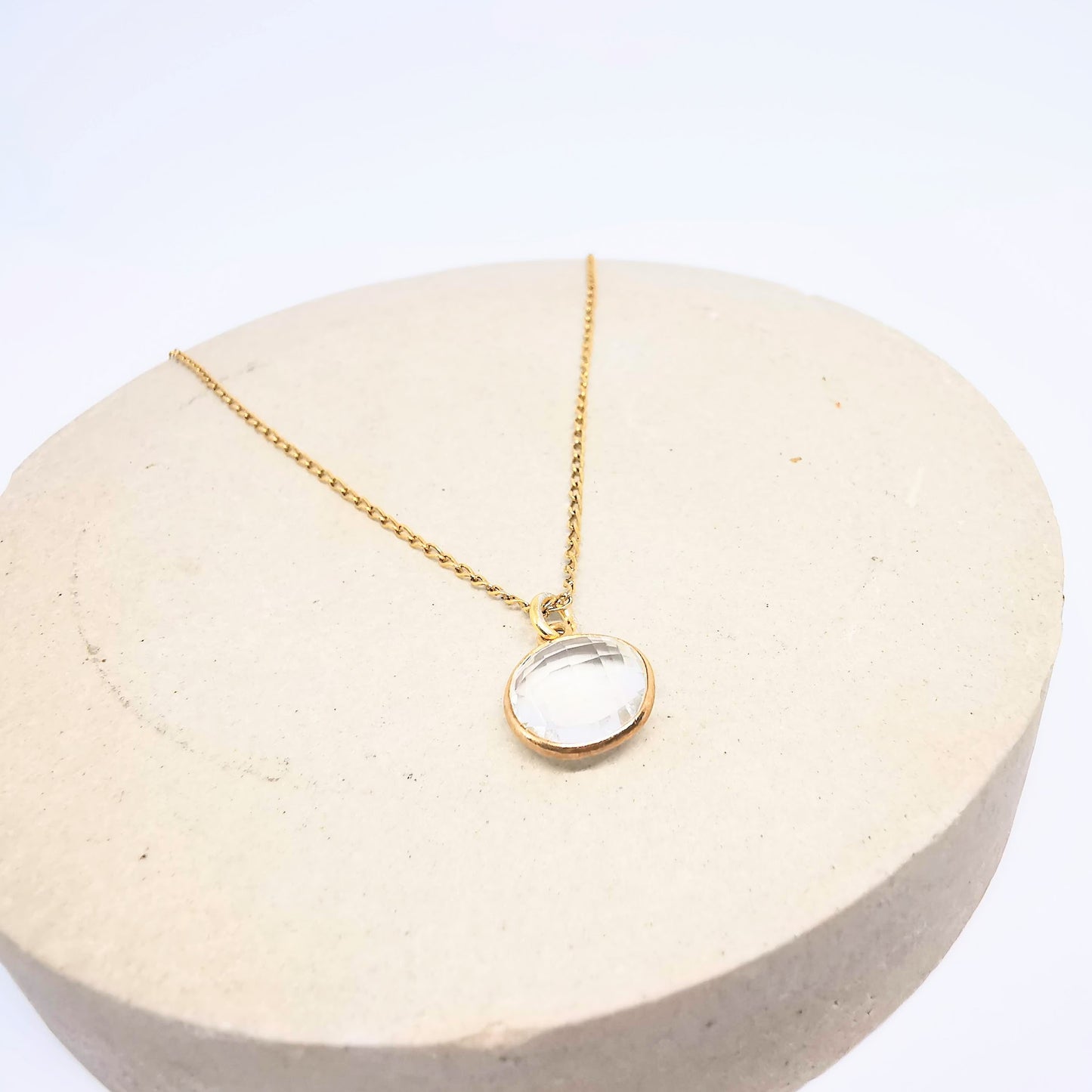 Gold Crystal Quartz Pendant Necklace