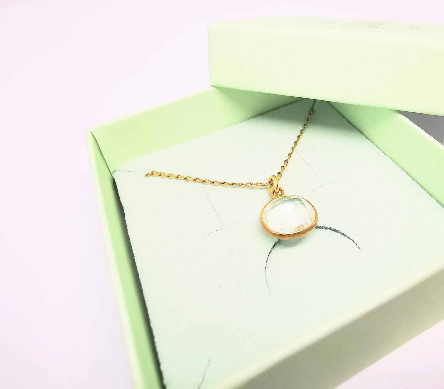 Gold Crystal Quartz Pendant Necklace