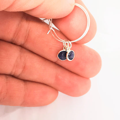 Sterling Silver Sapphire Gemstone Hoop Earrings