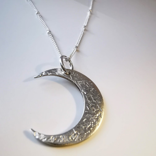 Sterling Silver Moon Pendant Satellite Chain Necklace - SKU 1021 - Sophellie Jewellery