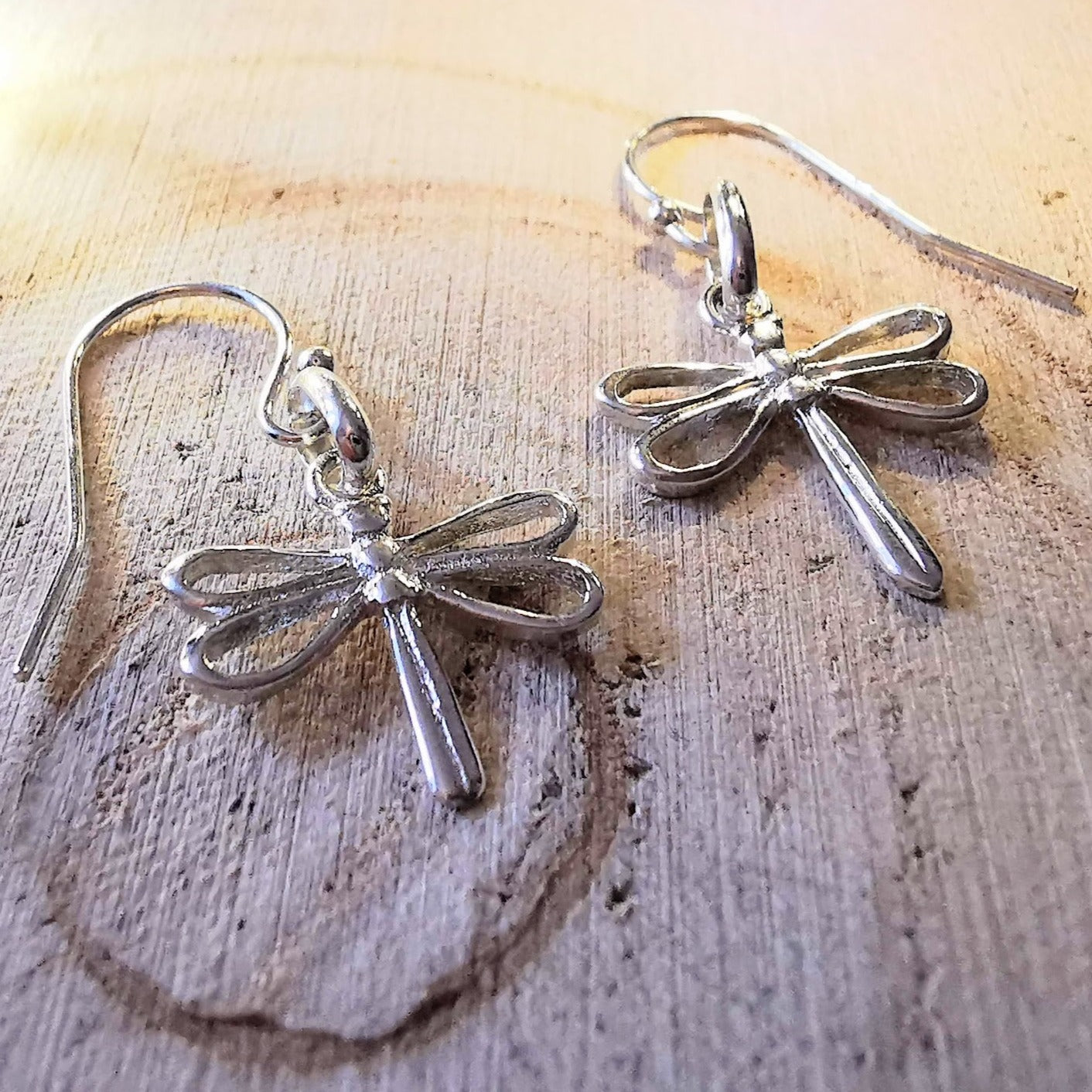 Sterling Silver Dragonfly Dangle Earrings