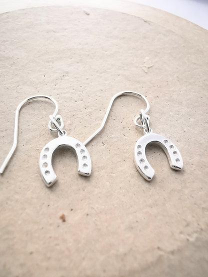 Sterling Silver Horseshoe Dangle Earrings