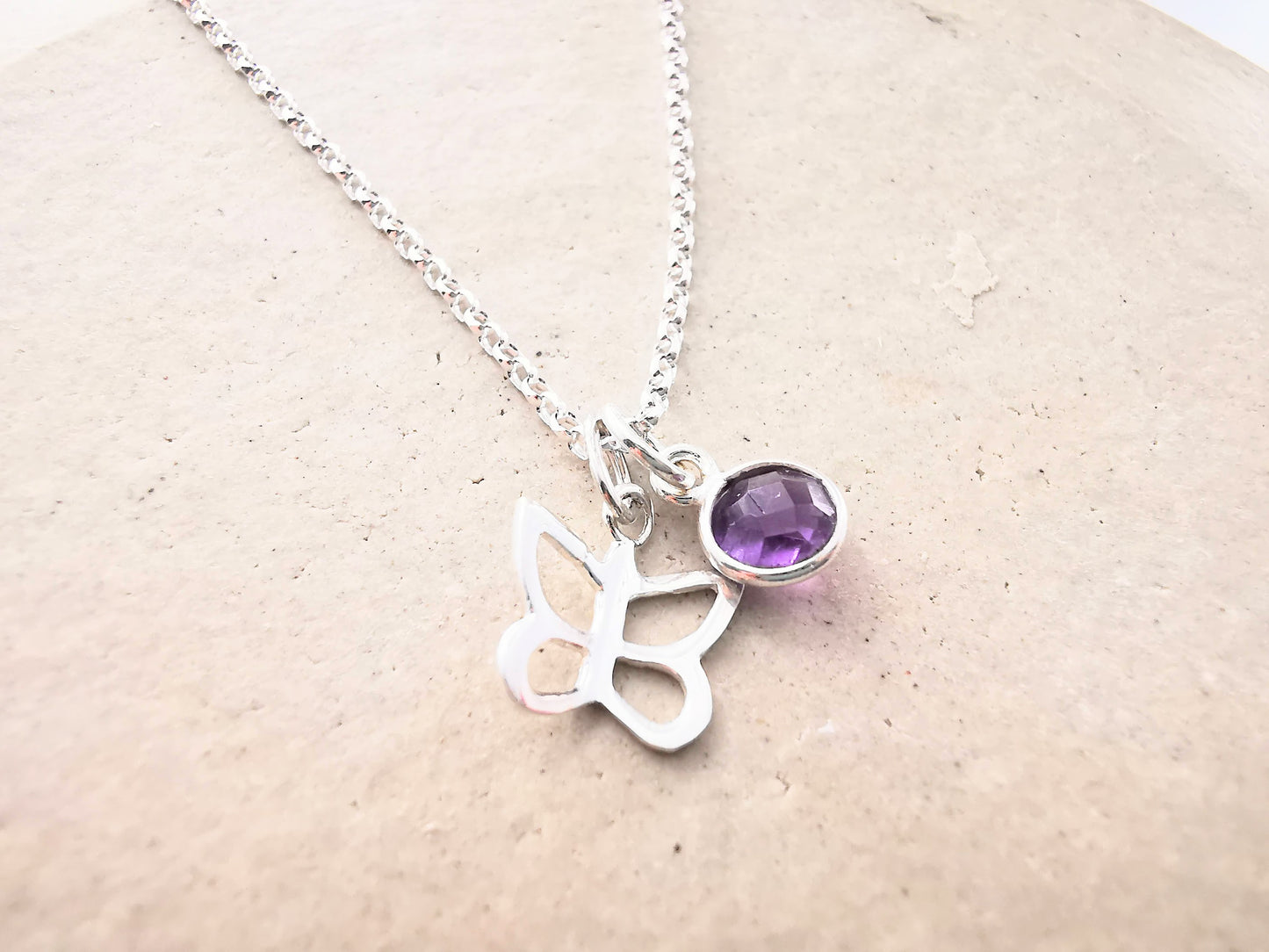 Sterling Silver Butterfly and Gemstone Necklace