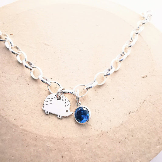 Sterling Silver Hedgehog & Gemstone Bracelet