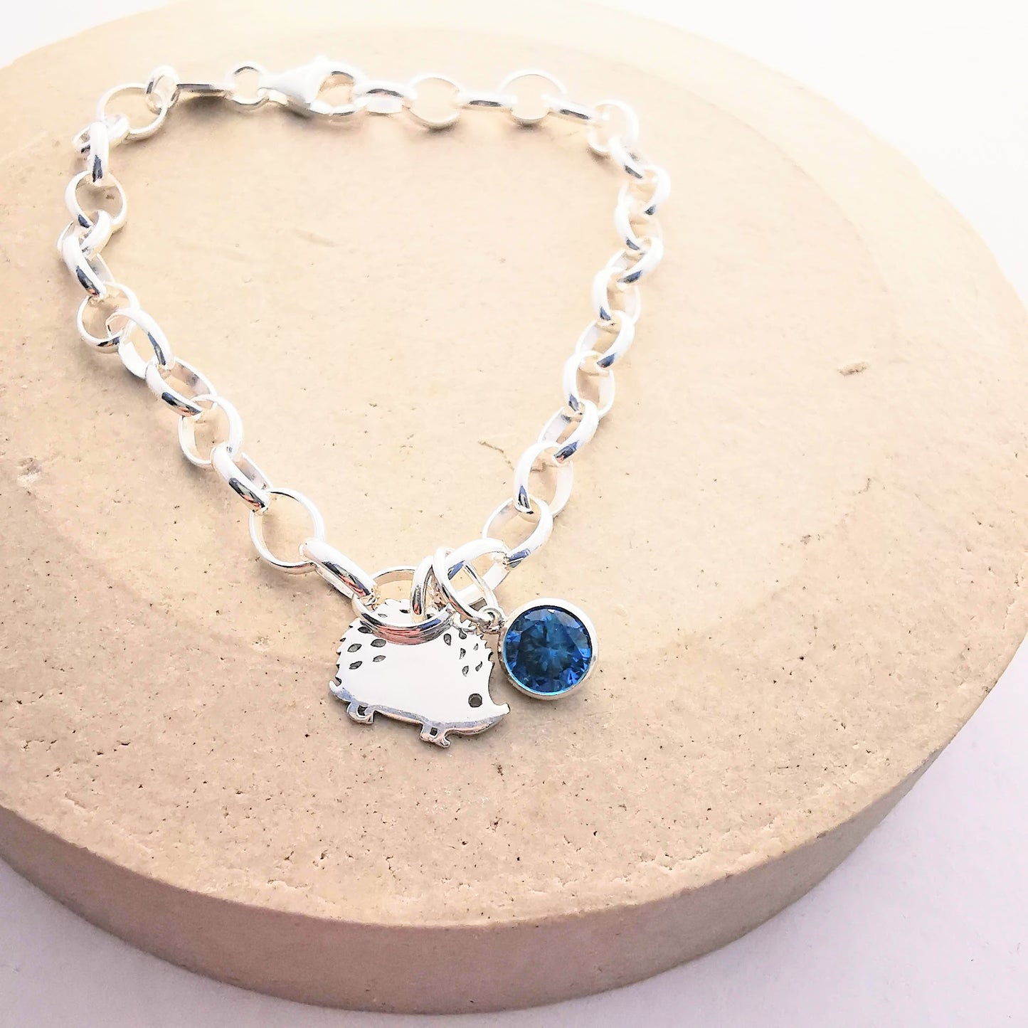 Sterling Silver Hedgehog & Gemstone Bracelet