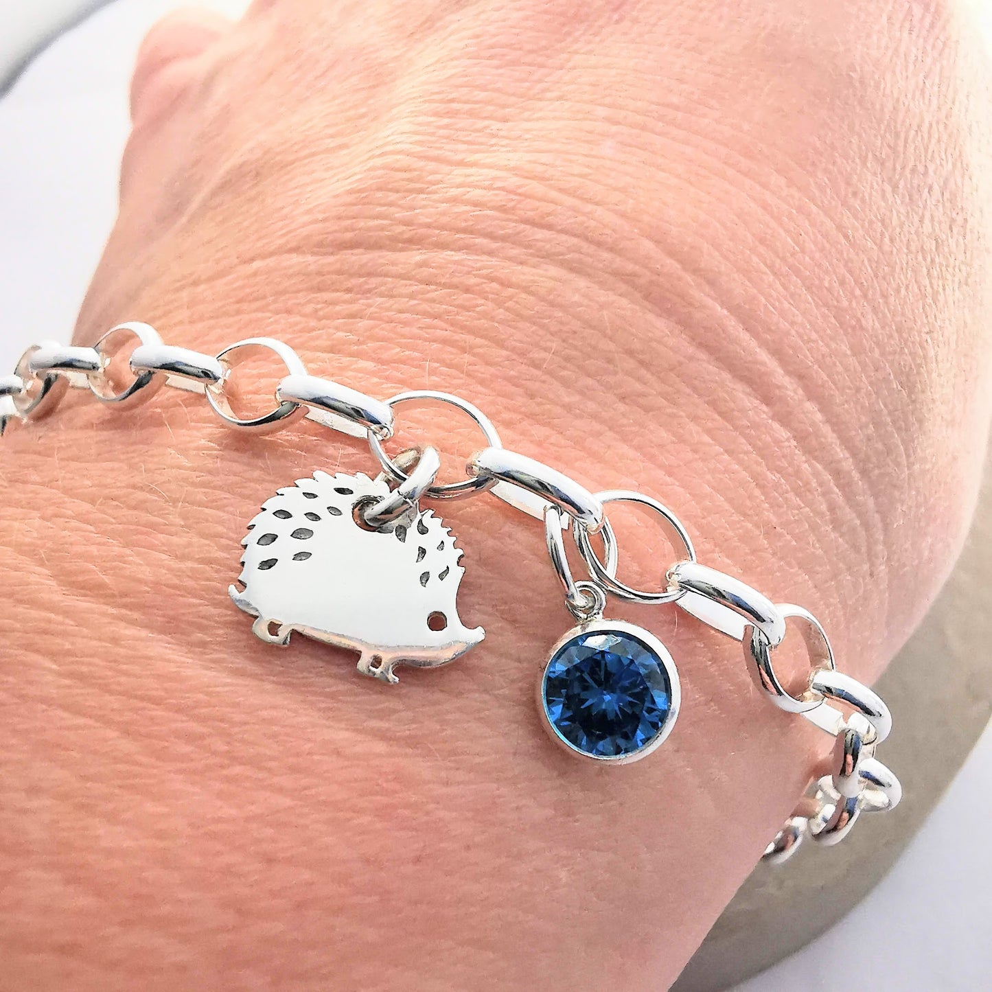 Sterling Silver Hedgehog & Gemstone Bracelet