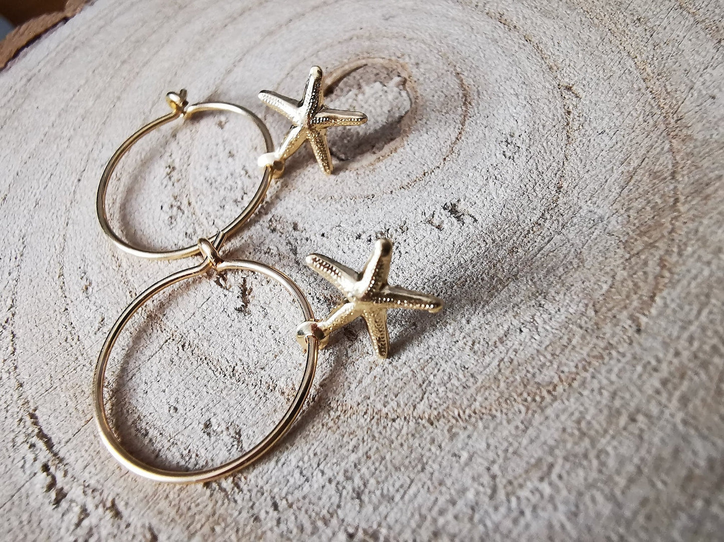 Gold Starfish Hoop Earrings - SKU 1103 - Sophellie Jewellery